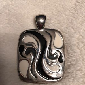 Lia Sophia silver, black, charcoal & white slide